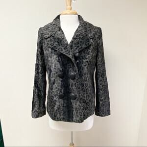 Milly leopard faux fur double breasted coat S